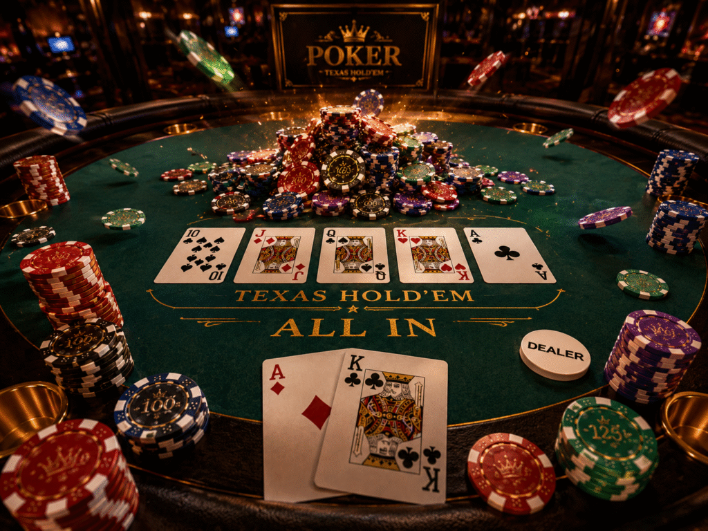賀禮翁ONLINE德州撲克 Texas Hold’em 遊戲與籌碼下注場景